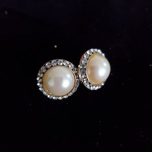 Pearl and rhinestone earrings